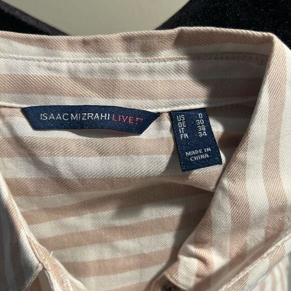 NWT Size 0 Isaac Mizrahi Live! Blouse Stripe - Picture 6 of 8